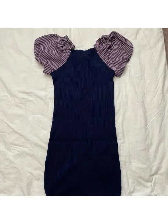 Maeve by anthropologie navy dress womens size M $140 - Picture 3 of 4